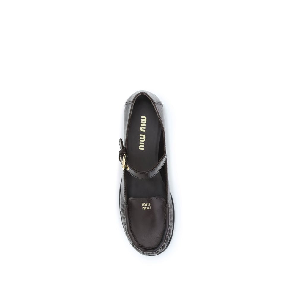 Mocassini slip-on Bos Taurus in pelle di vitello marrone Miu Miu
