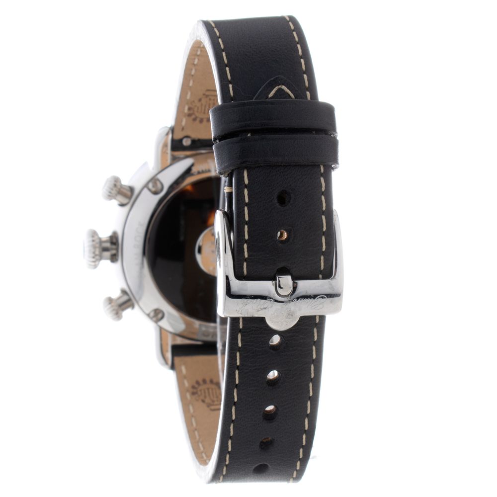 GLAM ROCK Black Leather Dress Watch