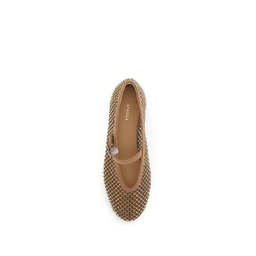 LE SILLA Brown Nylon Ballet Flats