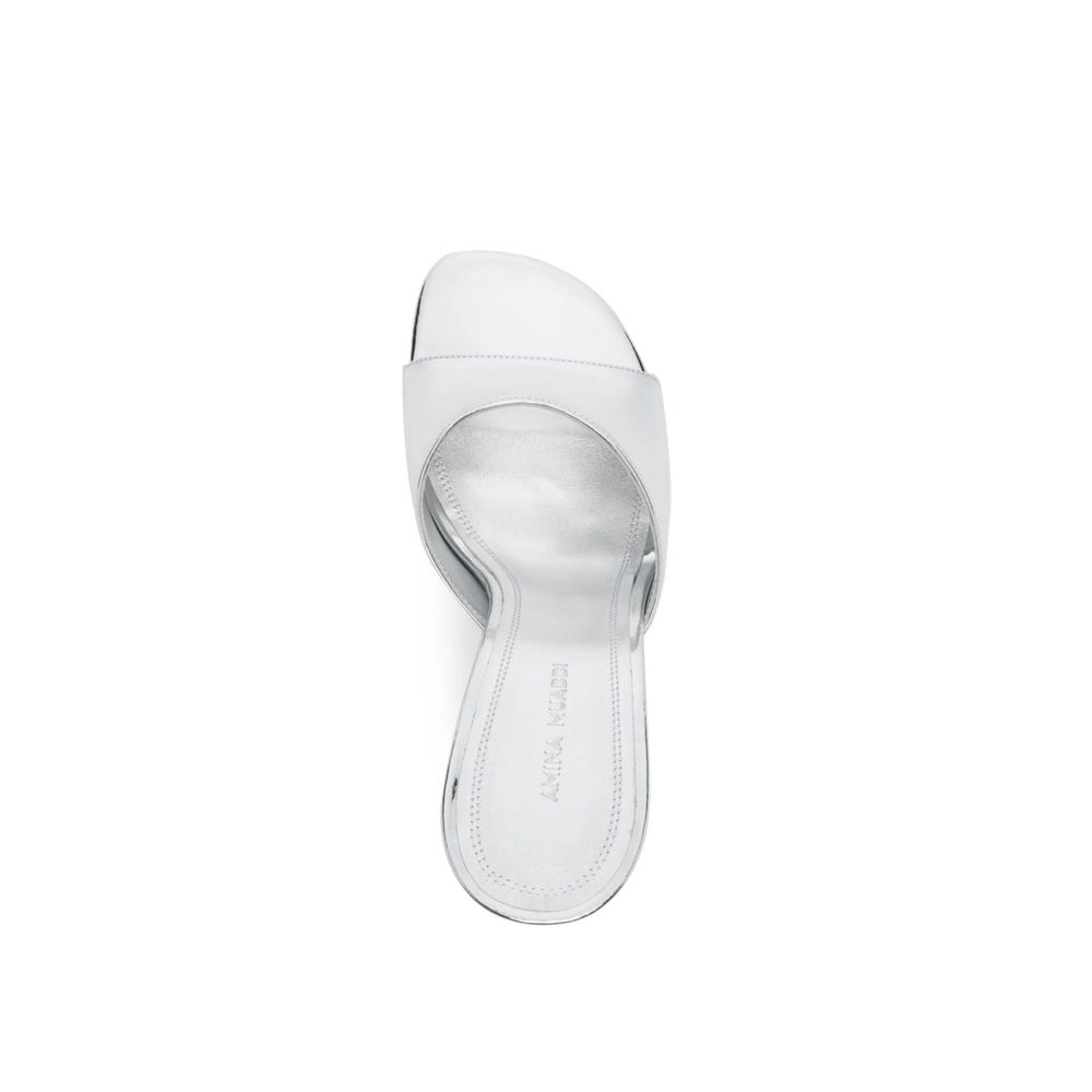 Mules Amina Muaddi in Vitello Argento