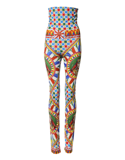 Pantaloni a vita alta Dolce & Gabbana Carretto Multicolor Leggings