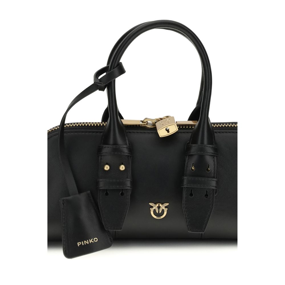 PINKO Black Calf Leather Bos Taurus Handbag