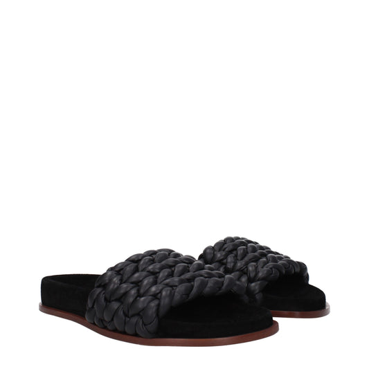 Chloé Black Leather Slippers