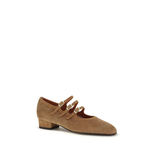 Carel Paris Beige Calf Leather Bos Taurus Ballet Flats
