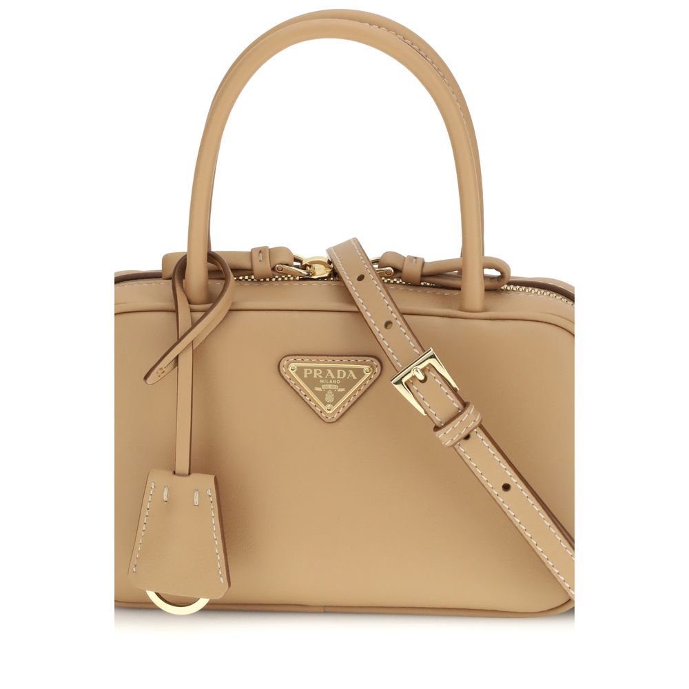 Borsa a mano Prada Bos Taurus in pelle di vitello beige