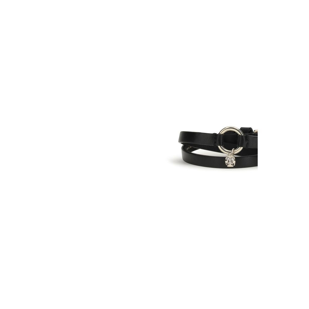 Bracciale Bos Taurus in pelle di vitello nera Alexander McQueen
