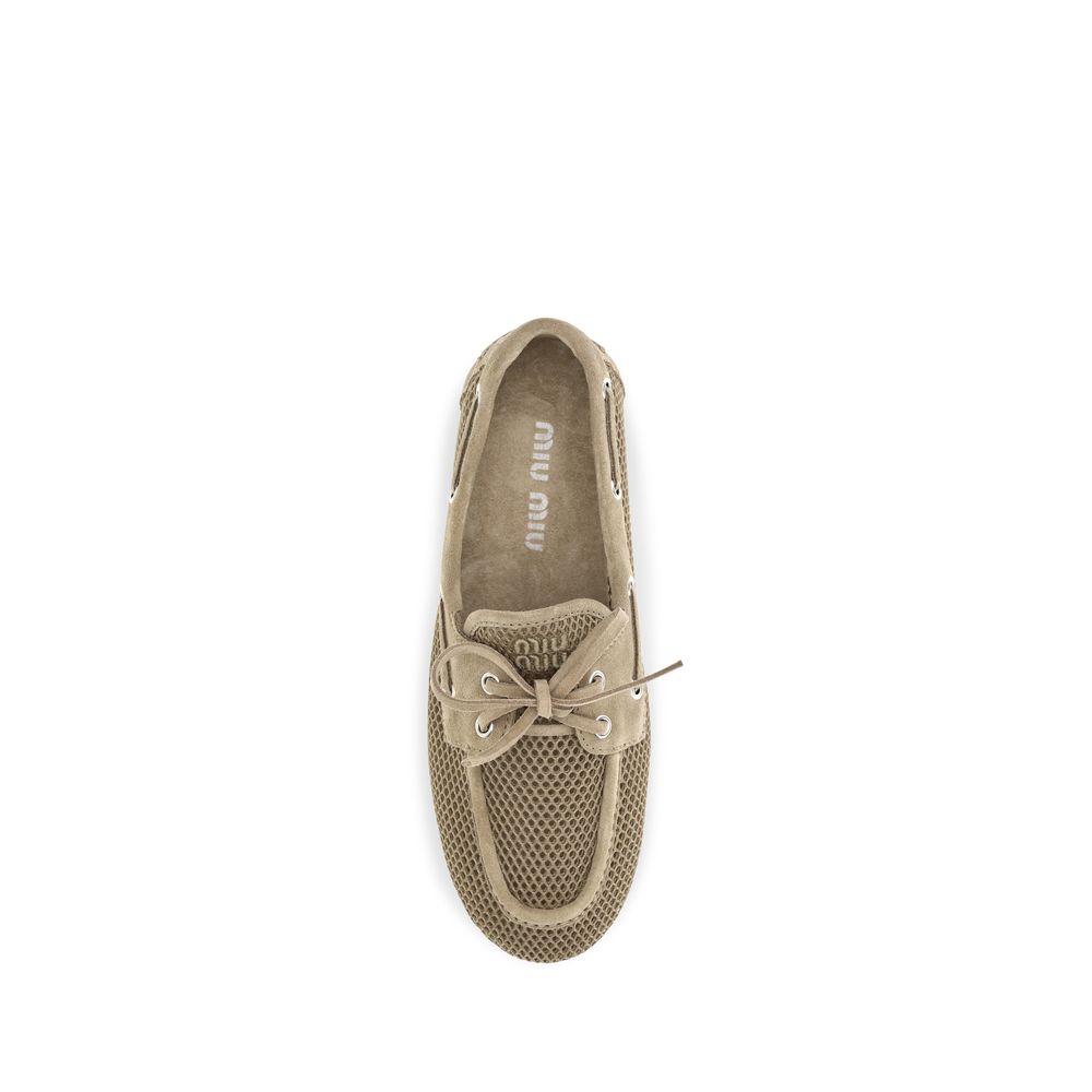 Mocassini slip-on Bos Taurus in pelle di vitello beige Miu Miu