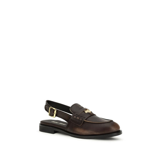 Mocassini slip-on Bos Taurus in pelle di vitello marrone Miu Miu