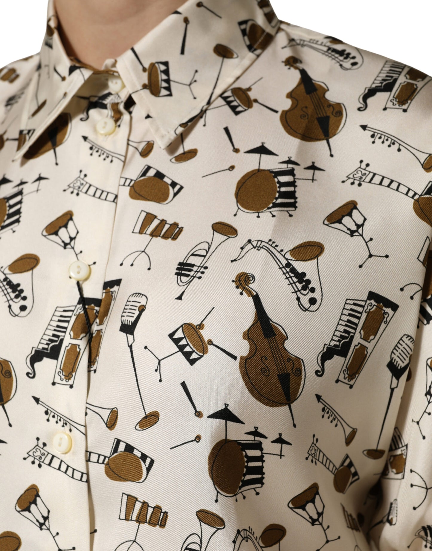 Dolce & Gabbana Maglia a maniche corte beige con stampa di strumenti musicali