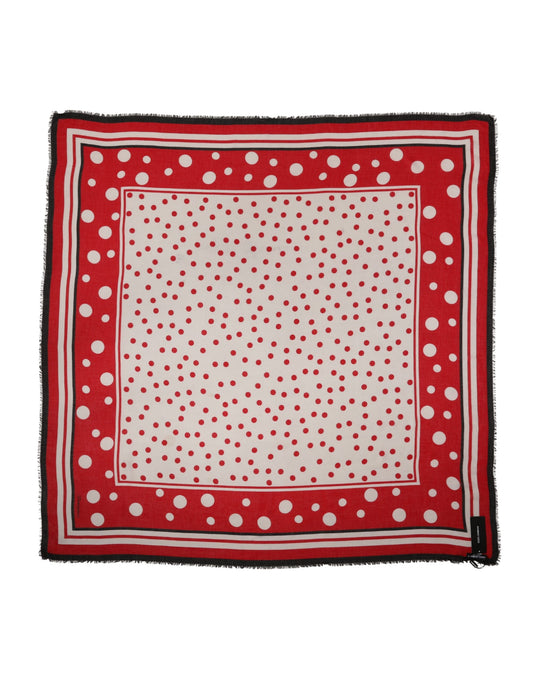 Dolce & Gabbana Red Polka Dot Print Square Stole 130cm x 130cm Scarf