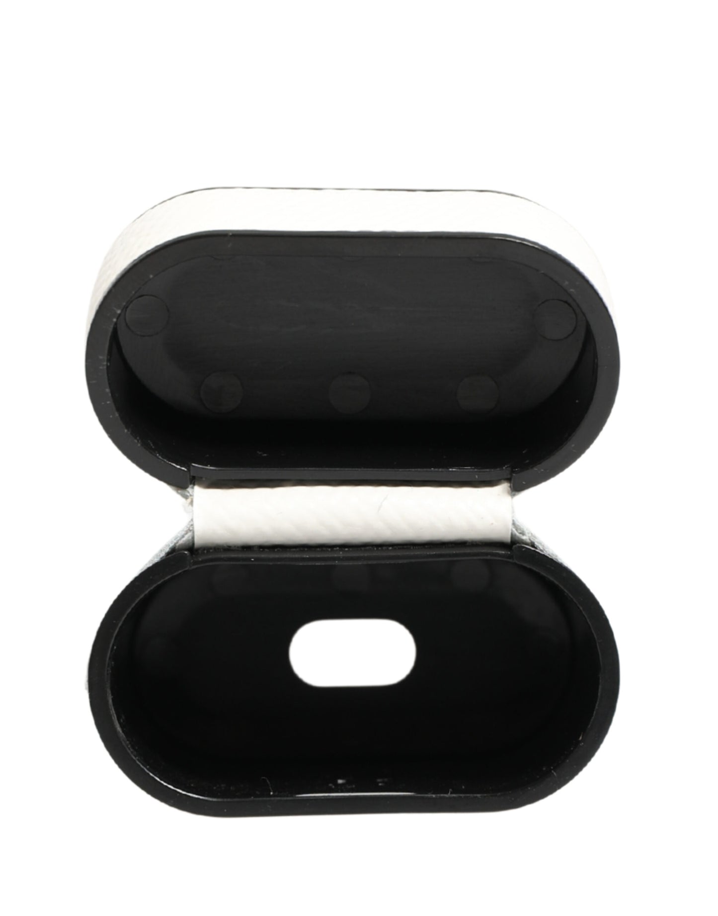 Custodia per Airpods con cinturino a flip in pelle di vitello bianca con logo Dolce & Gabbana