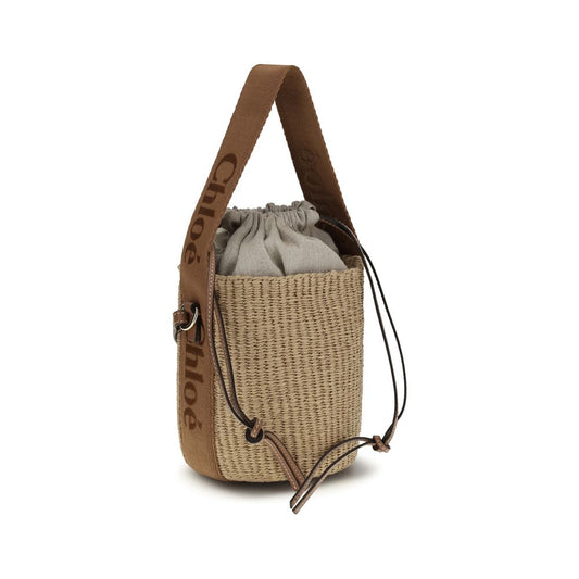 Borsa a secchiello Chloé in rafia beige