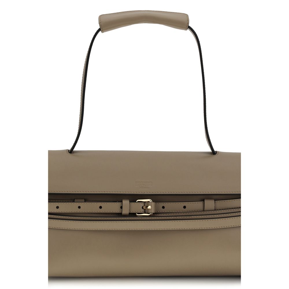 Borsa a mano Moschino Bos Taurus in pelle di vitello beige