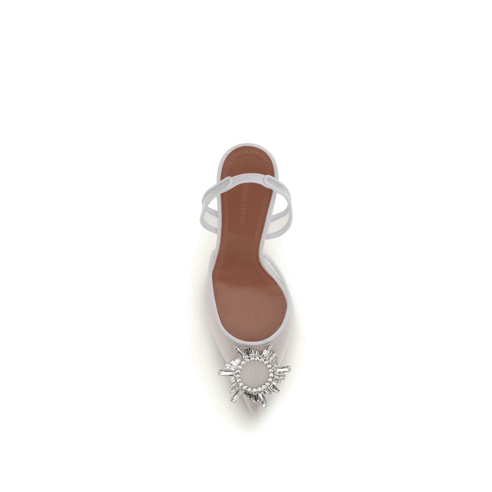 Amina Muaddi White Polyester High Heel Pumps