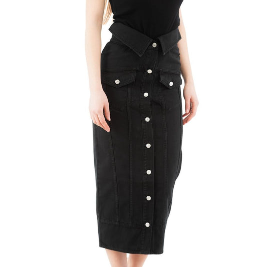 Moschino Black Cotton Midi Skirt