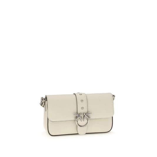 PINKO White Calf Leather Bos Taurus Shoulder Bag