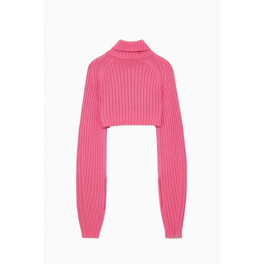 Patrizia Pepe Red Marabou Turtleneck