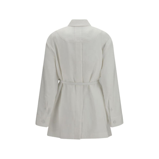 Fendi White Linen Full-Length Jacket