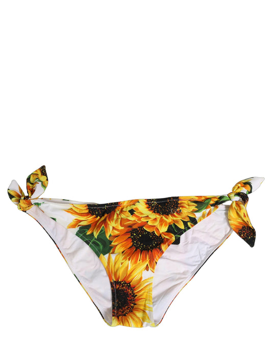 Dolce & Gabbana Yellow Nylon Sunflower Bikini Bottom Swimwear