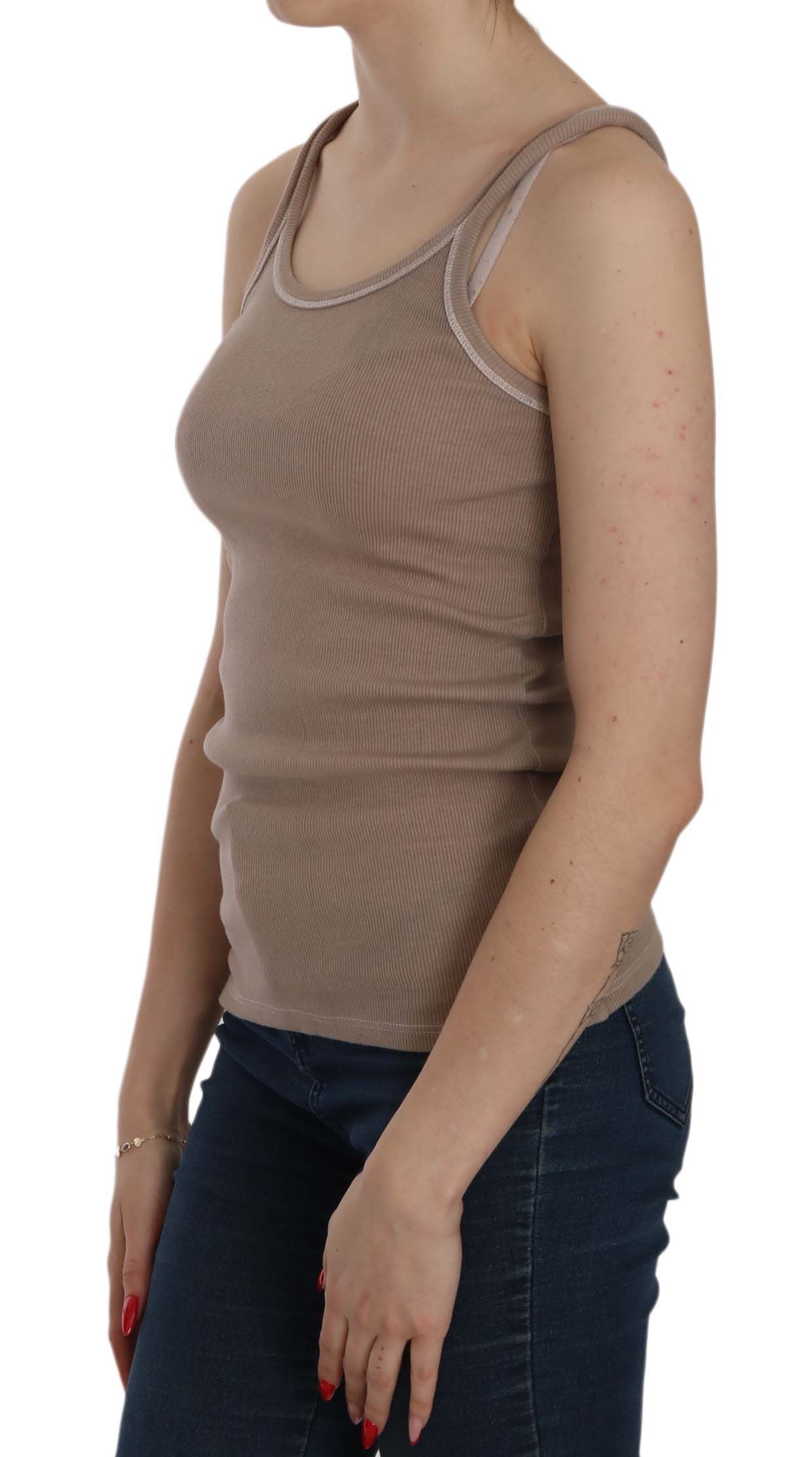 PINK MEMORIES Brown Sleeveless Spaghetti Strap Tank Blouse