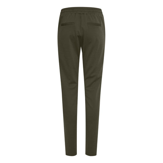 ICHI Green Polyester Casual Pants