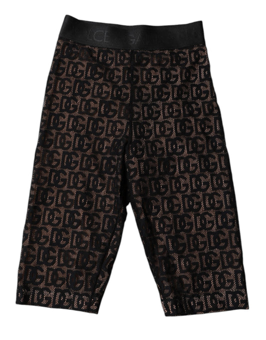 Dolce & Gabbana Black Logo Monogram Cropped Tights Underwear