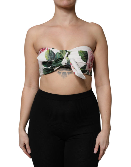 Dolce & Gabbana Top bustier con stampa floreale bianca