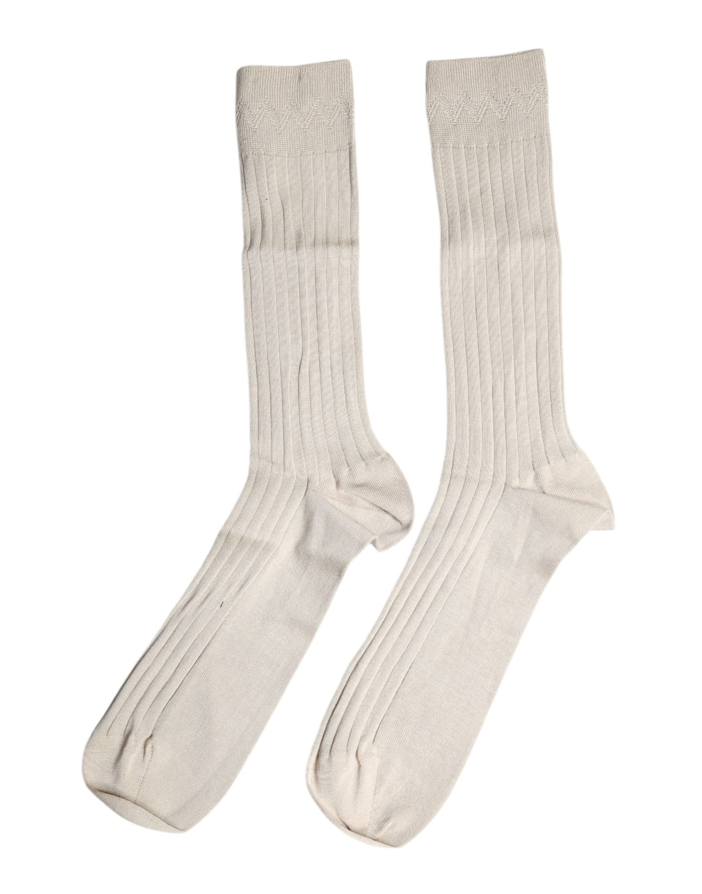 Dolce & Gabbana Beige Cotton Stretch Logo Mid Calf Socks