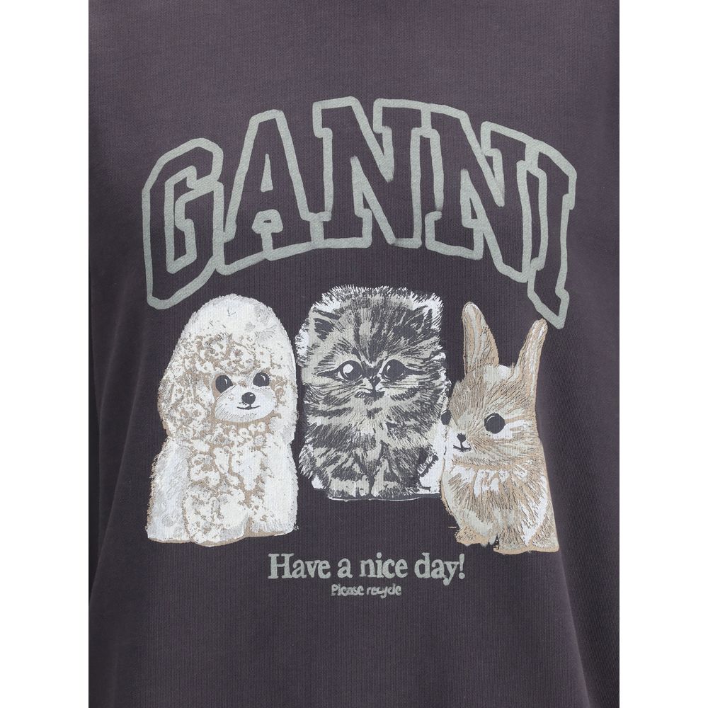 Ganni Gray Cotton Sweatshirt