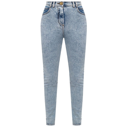 Balmain Blue Cotton Women's High-Waisted Jean