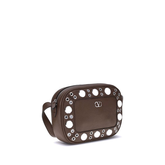 Borsa a tracolla Valentino Garavani Bos Taurus in pelle di vitello marrone