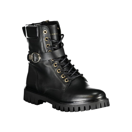 Tommy Hilfiger Black Polyurethane Women Stivaletto