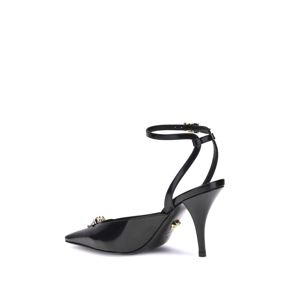 Versace Black Calf Leather Bos Taurus Pumps