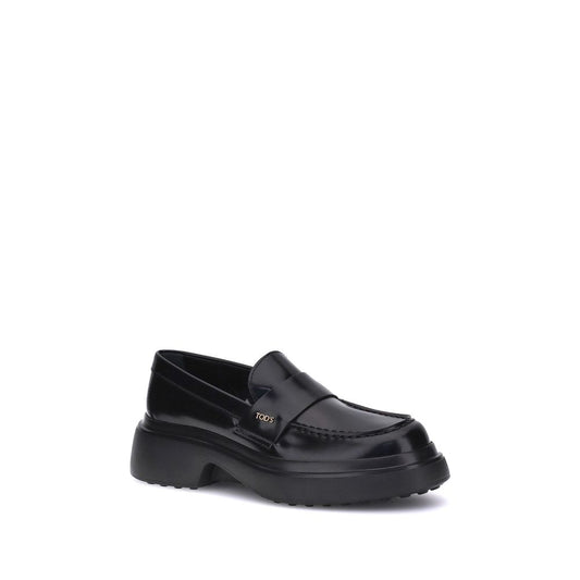 Tod's Black Rubber Platform Loafers
