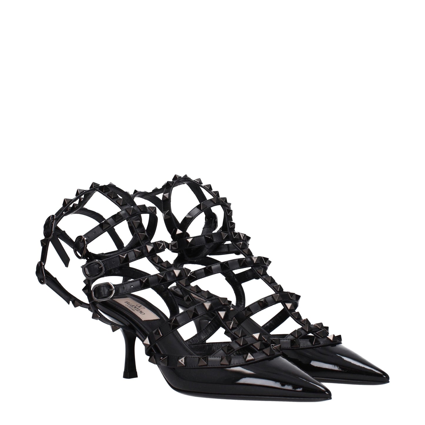 Valentino Garavani Black Leather Stiletto Heel Sandals