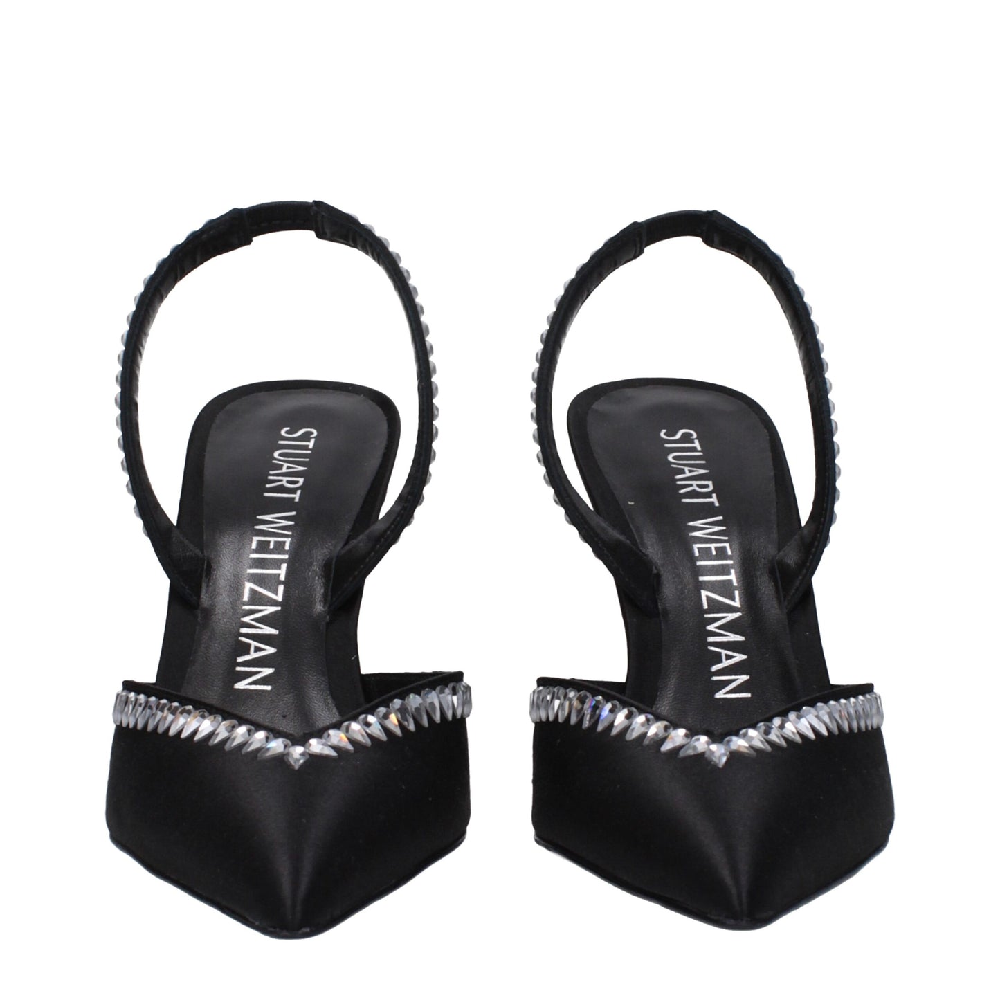 Stuart Weitzman Black Satin Stiletto Heel Sandals