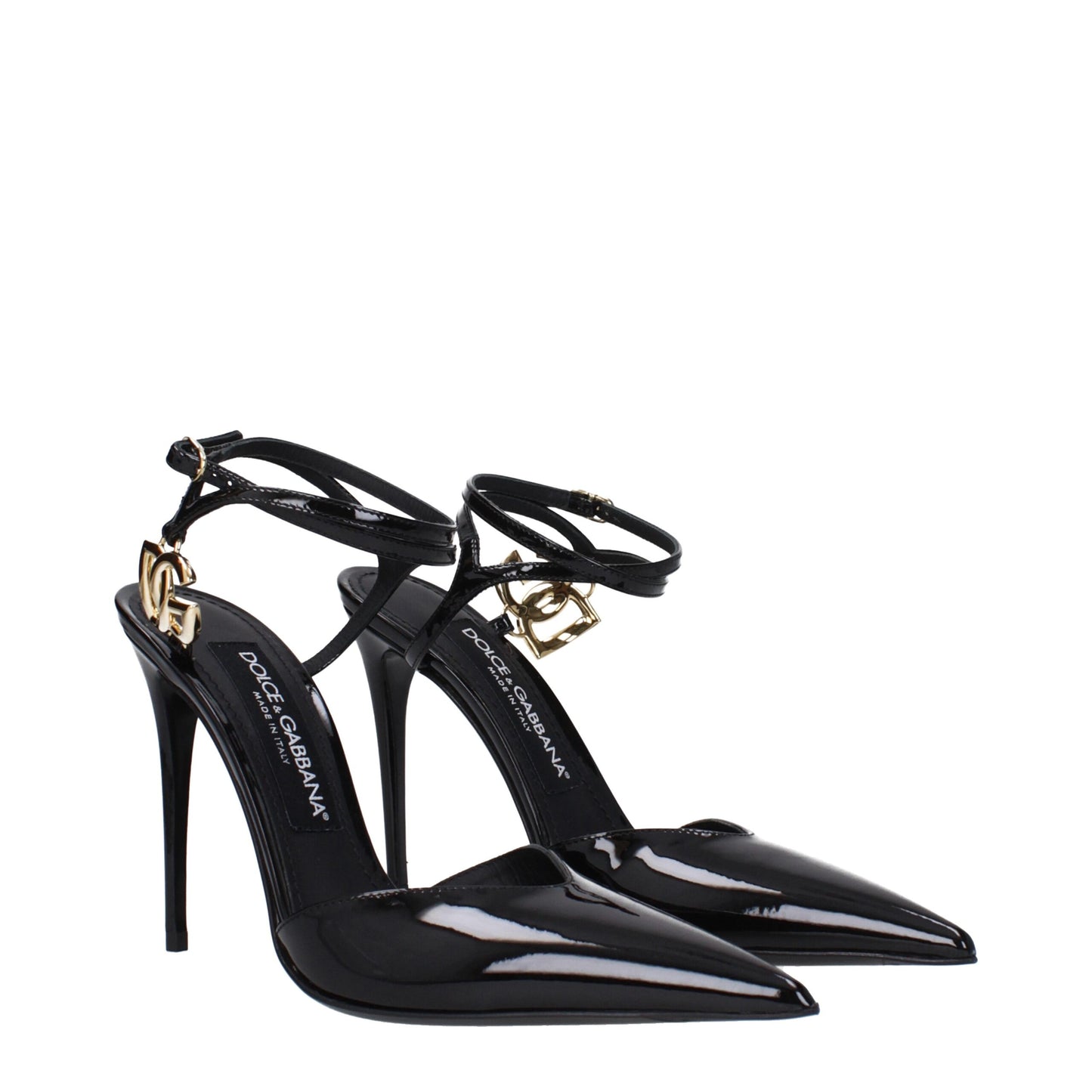 Dolce & Gabbana Black Leather Stiletto Heels Sandals