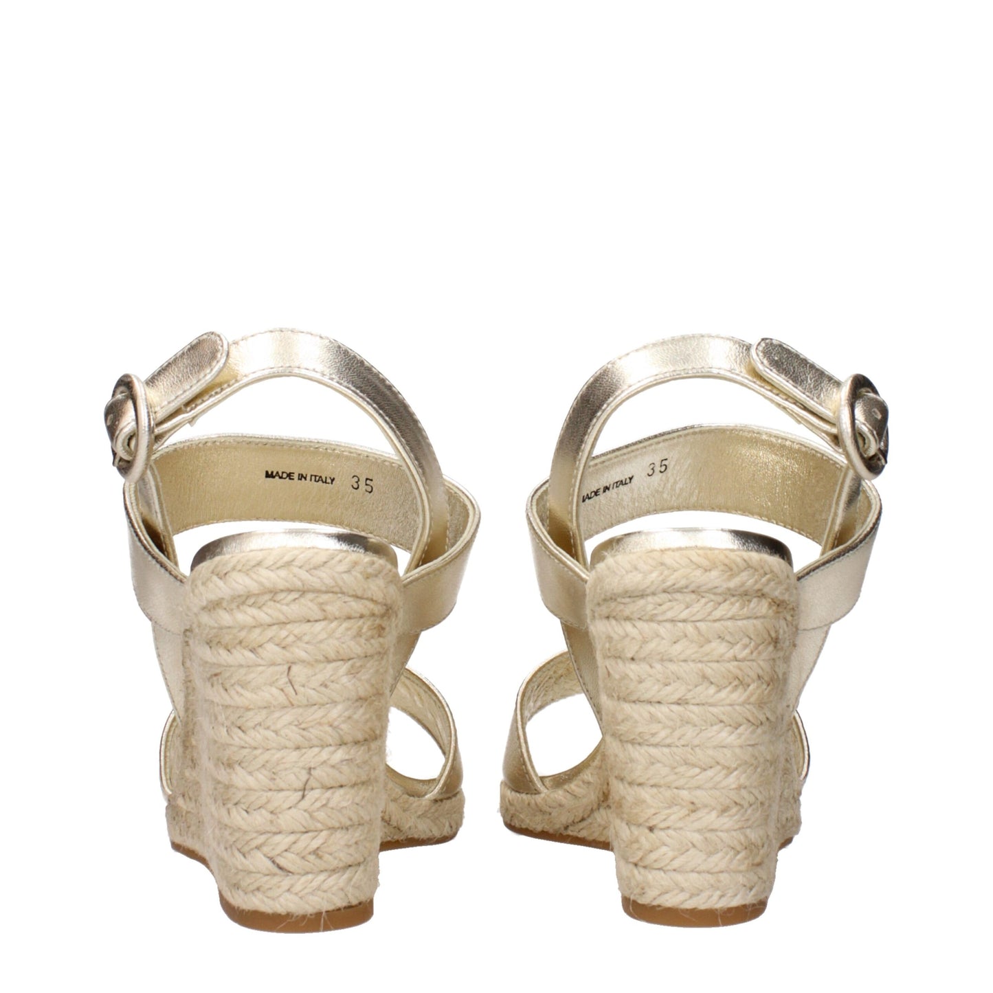 Prada Gold Leather Wedge Sandals