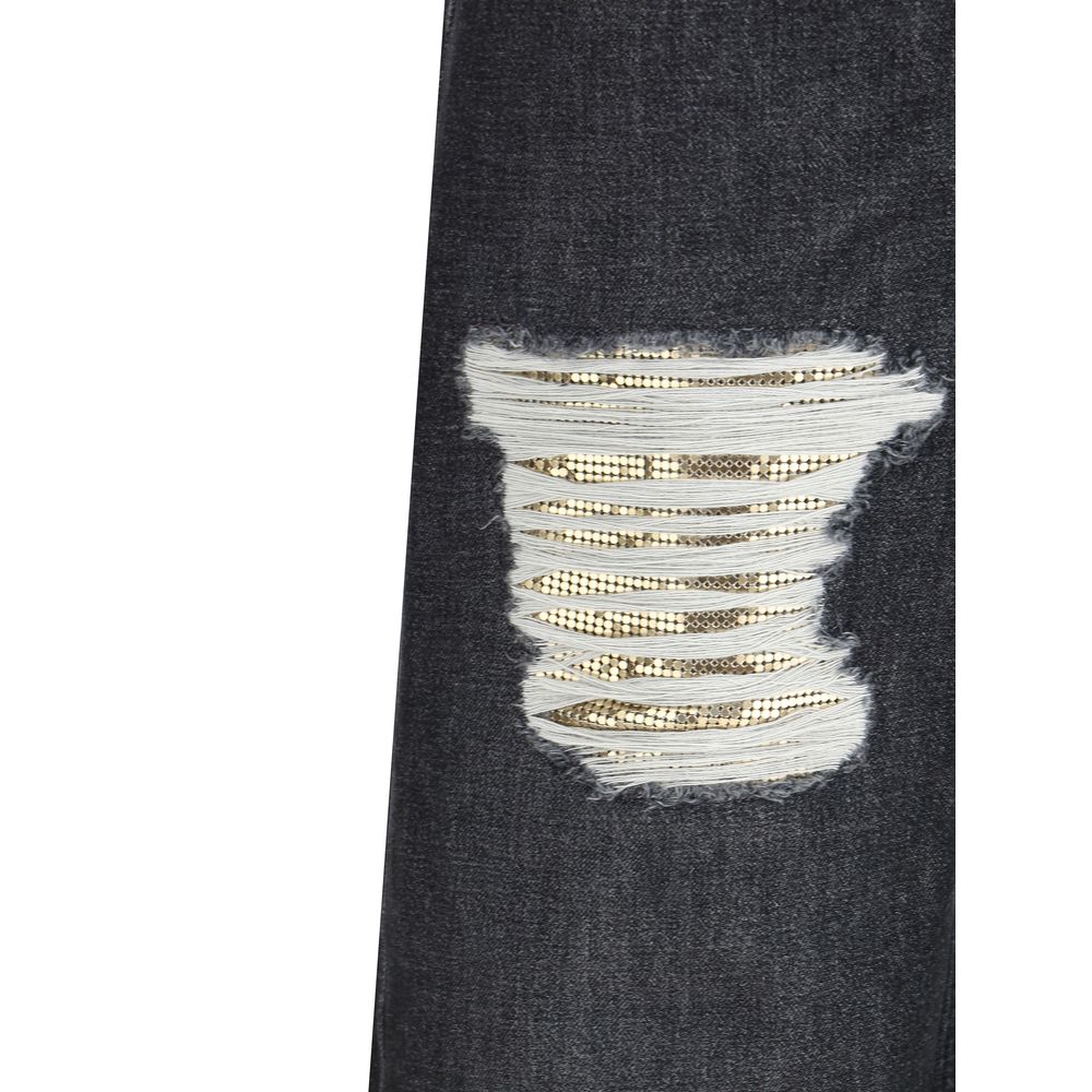 Jeans Versace in cotone nero dalla vestibilità rilassata