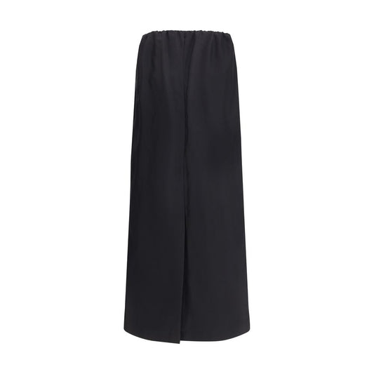 The Row Black Cotton Midi Skirt