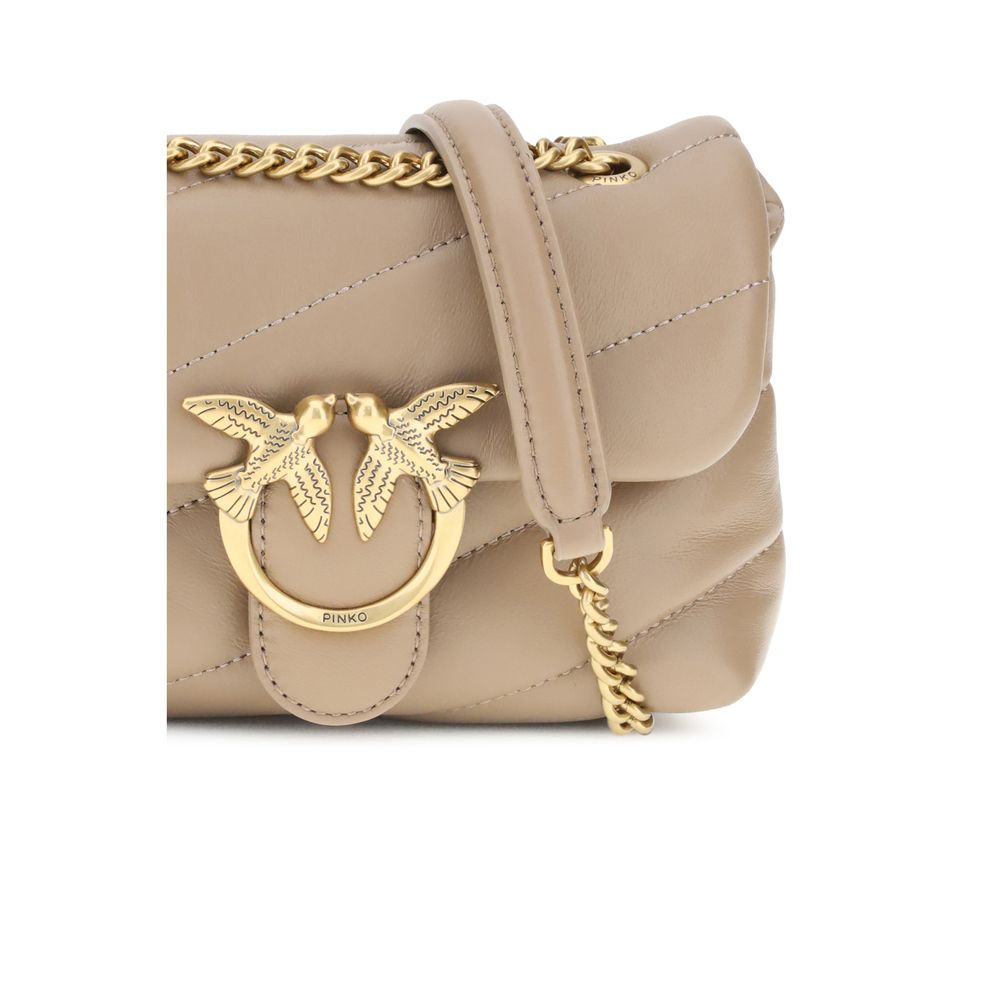 PINKO Beige Calf Leather Bos Taurus Shoulder Bag