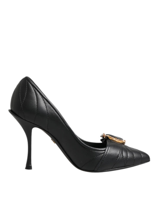 Dolce & Gabbana Black Devotion Leather Heels Pumps Shoes