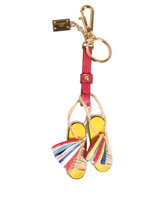 Dolce & Gabbana Red Yellow Mini Espadrille Style Charm Keychain Keyring