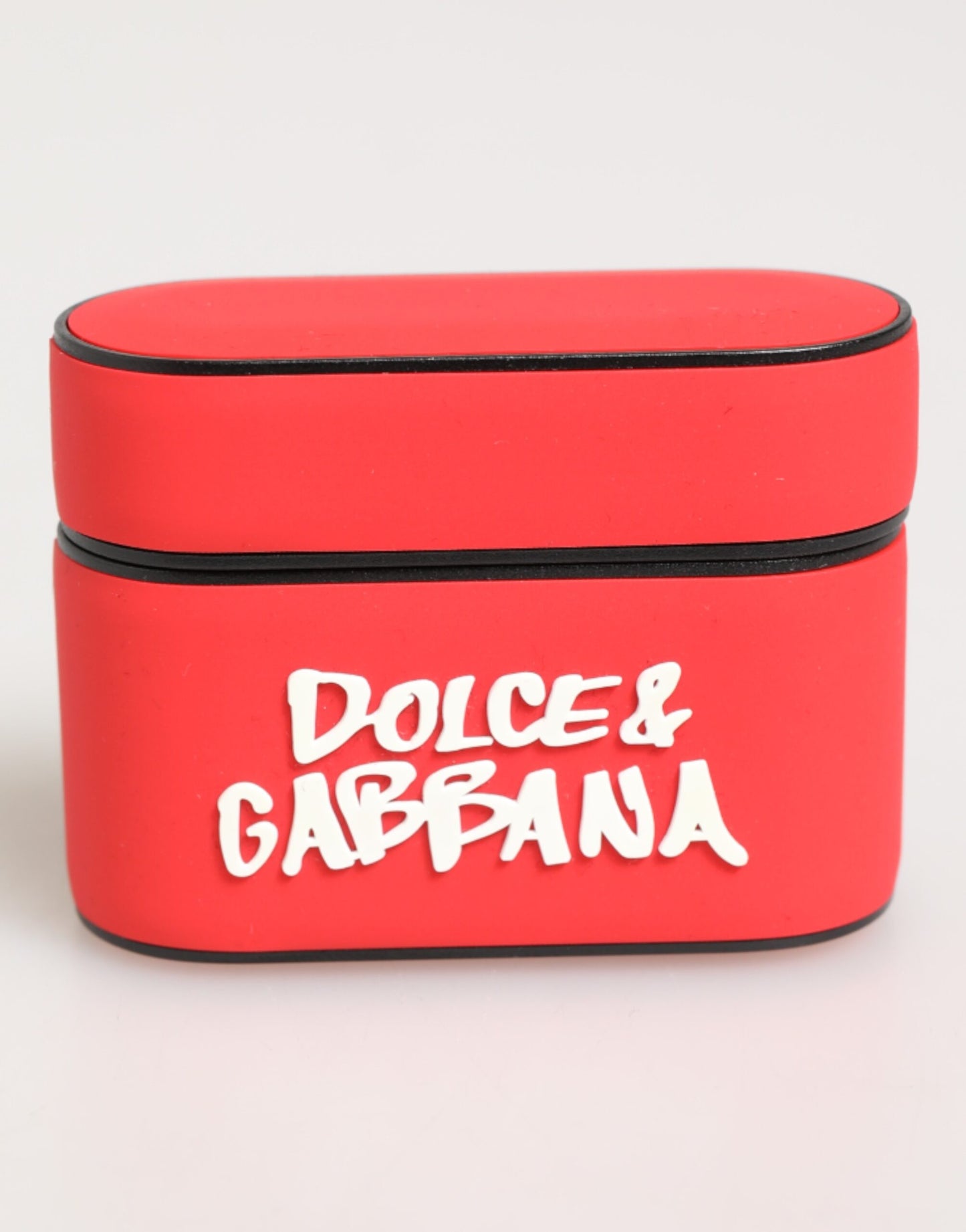 Dolce & Gabbana Red PVC DG Logo Embossed Men Flip Holder Airpods Case