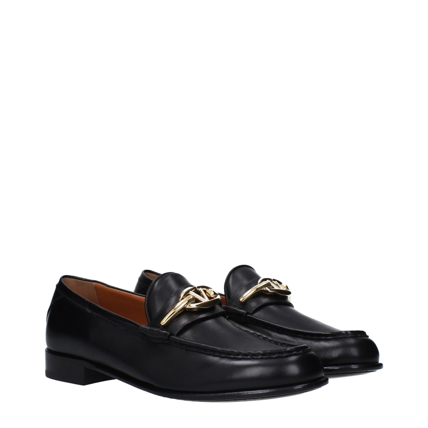 Valentino Garavani Black Leather Slip-On Loafers