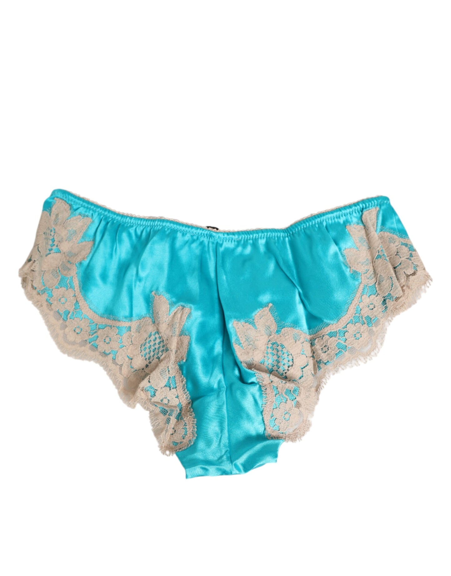 Dolce & Gabbana Blue Silk Satin Lace Trim New Slip Underwear