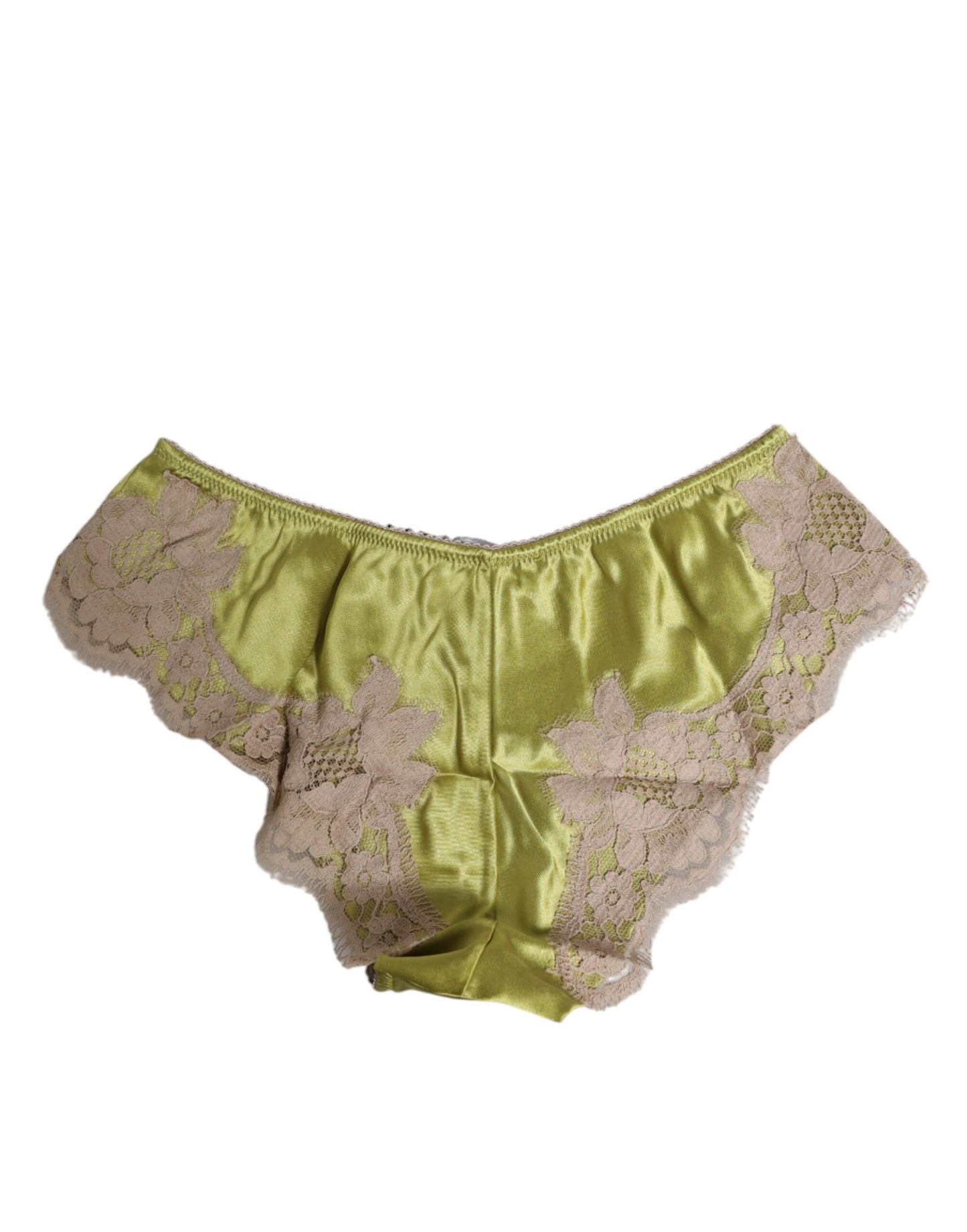 Dolce & Gabbana Green Silk Satin Lace Trim New Slip Underwear