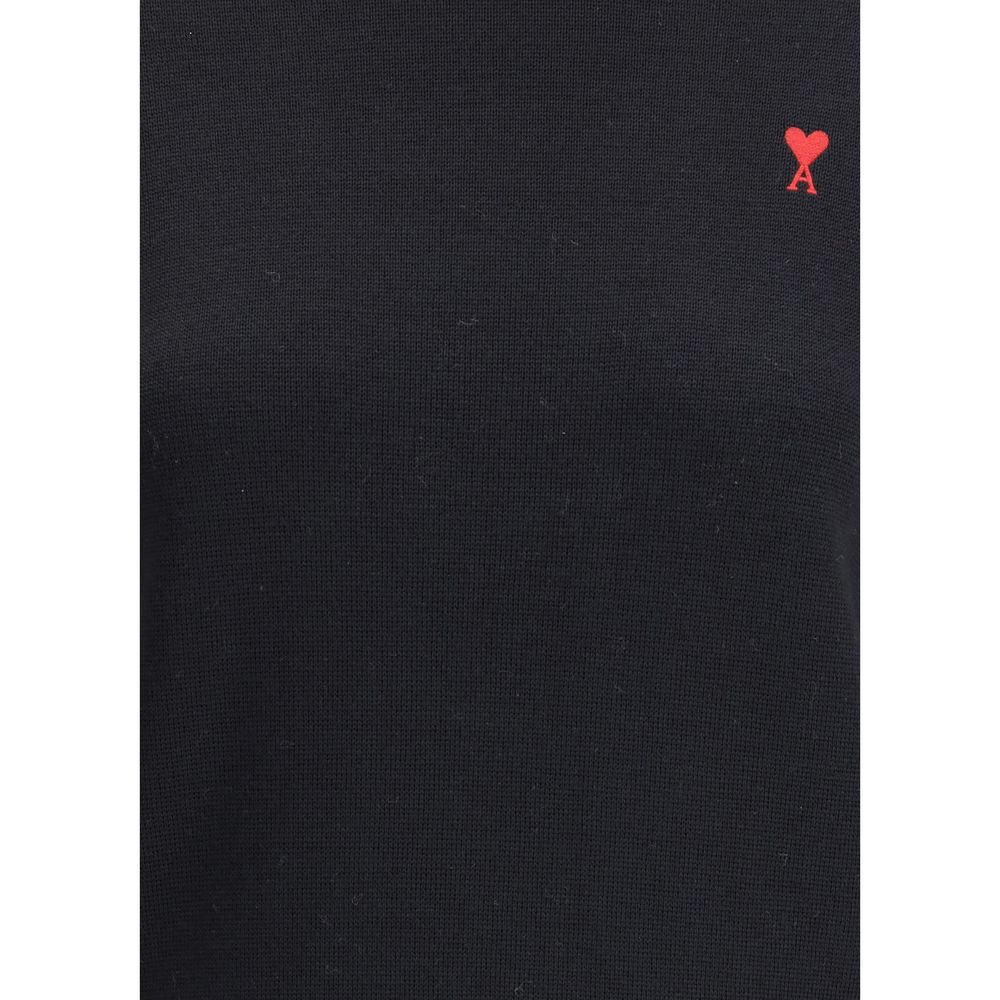 Ami Paris Black Merino Wool Turtleneck