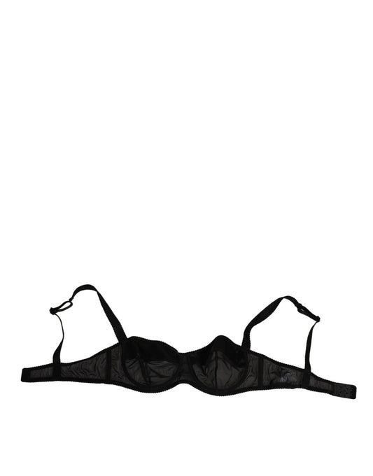 Dolce & Gabbana Black Nylon Underwired Balconette Bra Underwear