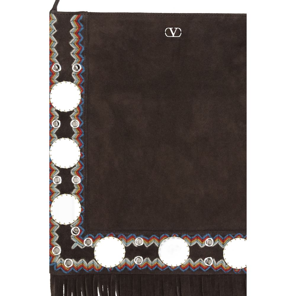 Borsa a tracolla Valentino Garavani Bos Taurus in pelle di vitello marrone